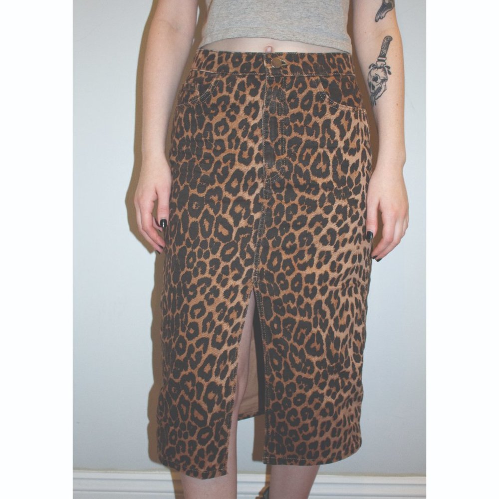 Zara Leopard/Cheetah Print Midi Skirt